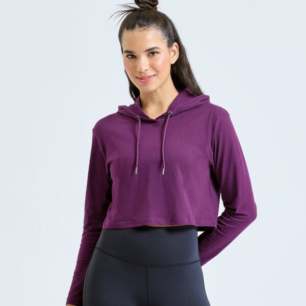 Women's TriDri® cropped hooded long sleeve t-shirt Miniaturansicht