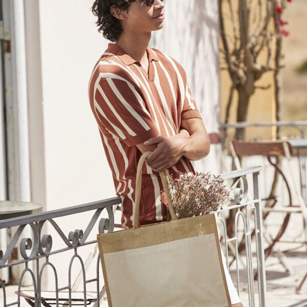 Cotton pocket natural starched jute shopper Miniaturansicht