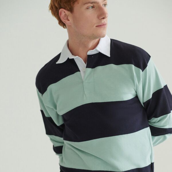 Sewn stripe long sleeve rugby shirt Miniaturansicht