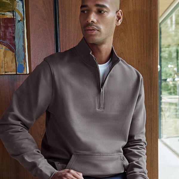 Regular fit 1/4-zip piqué sweatshirt Miniaturansicht