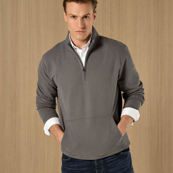 Regular fit 1/4-zip piqué sweatshirt Miniaturansicht