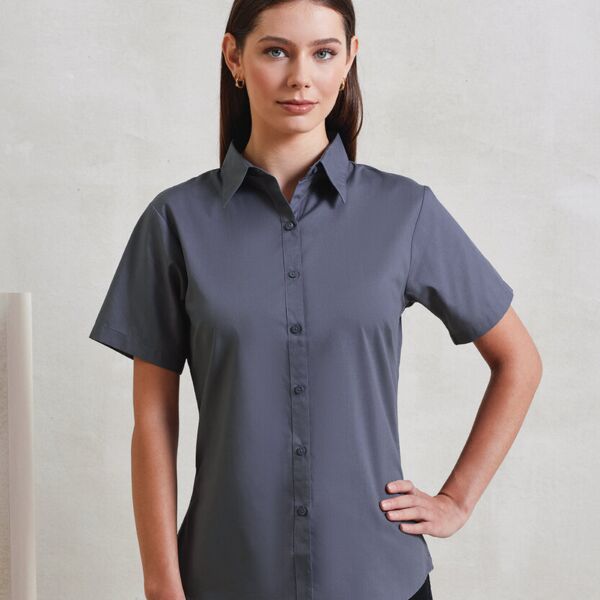 Women's short sleeve poplin blouse Miniaturansicht
