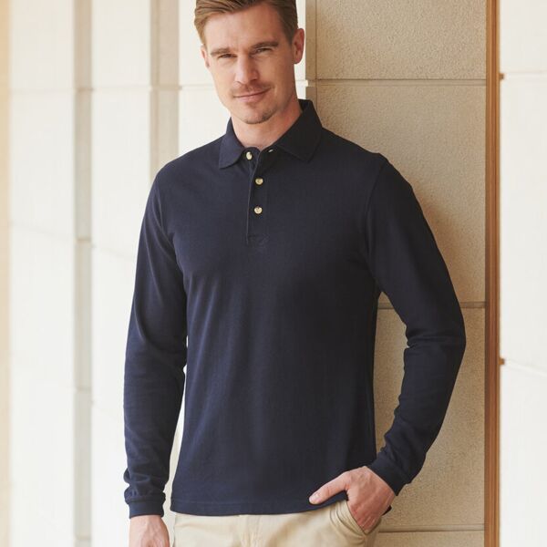 Long sleeve cotton polo shirt Miniaturansicht