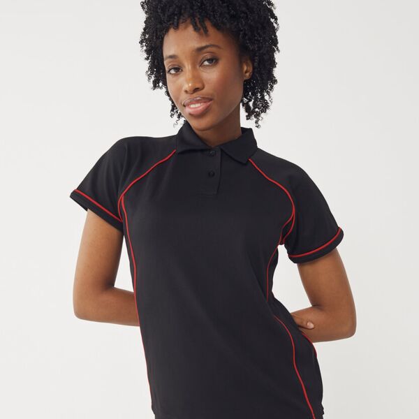 Women's piped performance polo Miniaturansicht