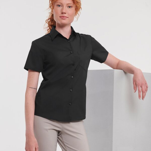 Women's short sleeve polycotton easycare poplin shirt Miniaturansicht