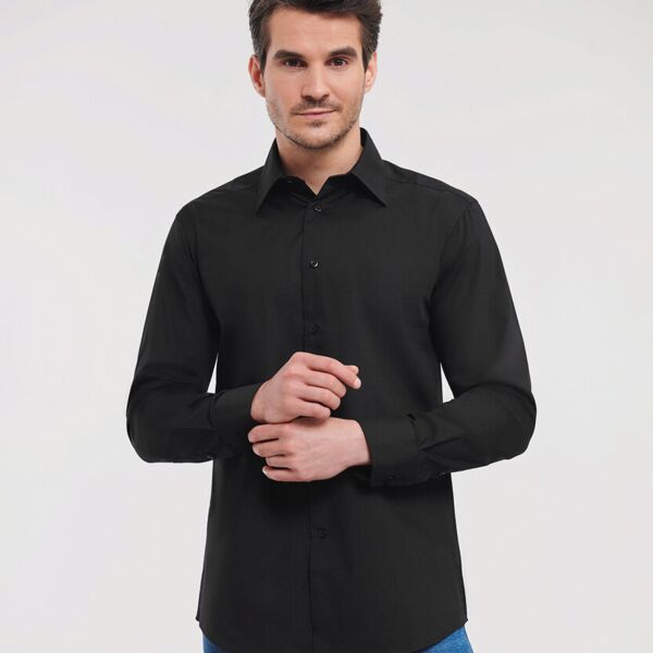 Long sleeve polycotton easycare fitted poplin shirt Miniaturansicht