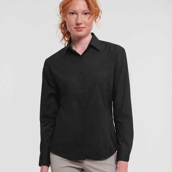 Women's long sleeve polycotton easycare poplin shirt Miniaturansicht