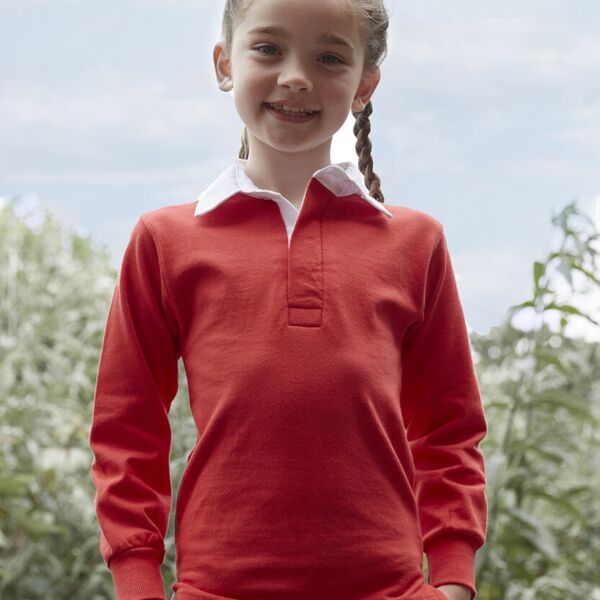 Kids long sleeve plain rugby shirt Miniaturansicht