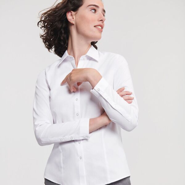 Women's long sleeve herringbone shirt Miniaturansicht