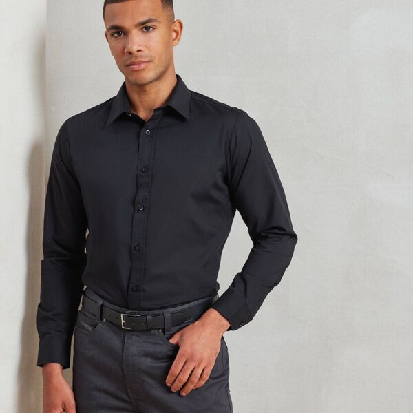 Poplin fitted long sleeve shirt Miniaturansicht