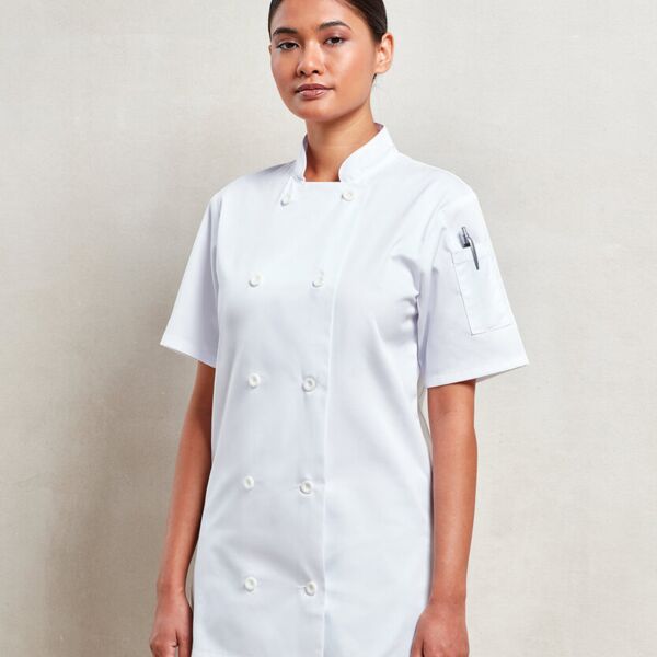 Women's short sleeve chef's jacket Miniaturansicht
