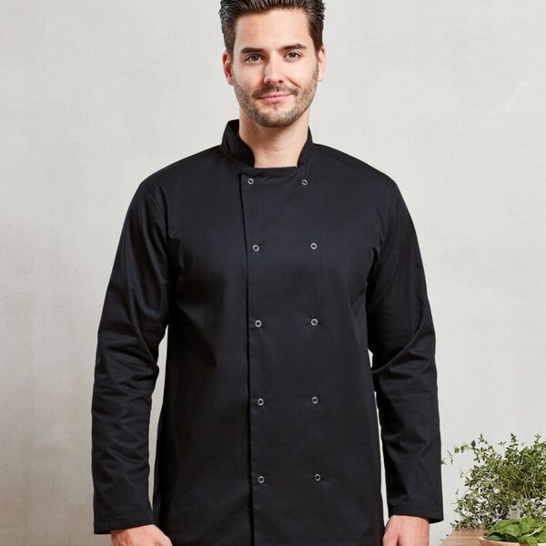 Studded front long sleeve chef's jacket Miniaturansicht