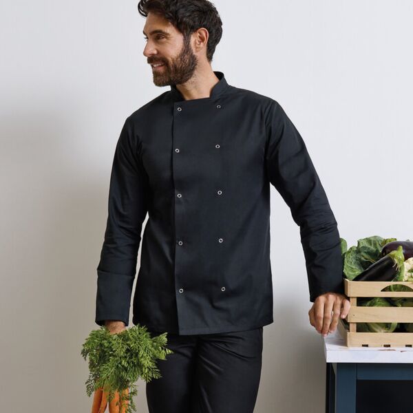 Studded front long sleeve chef's jacket Miniaturansicht