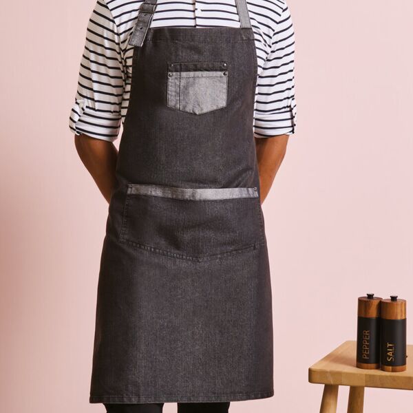 Domain contrast denim bib apron Miniaturansicht