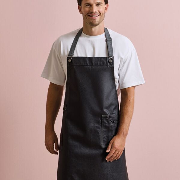 District waxed-look denim bib apron Miniaturansicht