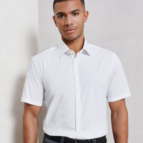 Stretch fit cotton poplin short sleeve shirt Miniaturansicht