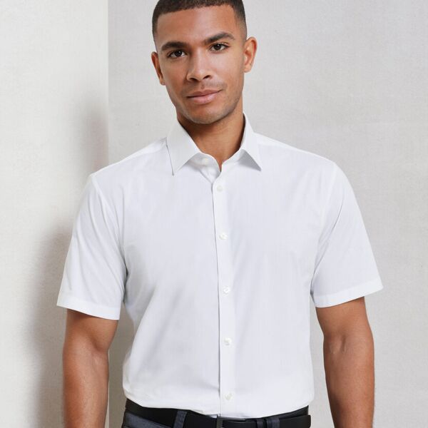 Stretch fit cotton poplin short sleeve shirt Miniaturansicht