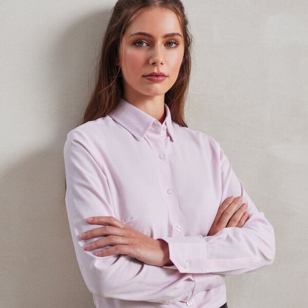 Women's cotton-rich Oxford stripes blouse Miniaturansicht
